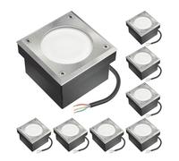 ledscom.de 8x pietra da pavimentazione LED NEOLUM per esterni, IP67, angolare, 10 x10cm, incl. lampadina GX53, 56lm, bianco