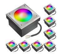 ledscom.de 8x pietra da pavimentazione LED NEOLUM per esterni, IP67, angolare, 10 x10cm, incl. lampadina GX53 RGB, 670lm, Smart Home