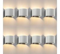 ledscom.de 8x RUNEL lampada da parete per esterni, IP65, up/downlight, bianco opaco, rotonda, 1x G9 max. 10W
