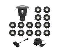 ledscom.de Apparecchio da incasso a pavimento a LED ATRIA per uso esterno, IP65, nero, rotondo, Ø 40 mm, bianco caldo set da 15