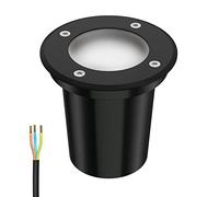 ledscom.de Apparecchio da incasso a terra BOLI per esterni, IP67, nero, satinato, rotondo, 108mm Ø incl. lampada LED 450lm bianco