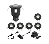 ledscom.de Apparecchio LED da incasso ATRIA per esterni, IP65, nero, rotondo, Ø 40mm, bianco caldo Set di 6