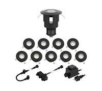 ledscom.de Apparecchio LED da incasso ATRIA per esterni, IP65, nero, rotondo, Ø 40mm, bianco caldo Set di 10