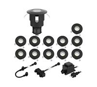 ledscom.de Apparecchio LED da incasso ATRIA per esterni, IP65, nero, rotondo, Ø 40mm, bianco caldo Set di 12