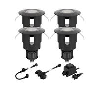 ledscom.de Apparecchio LED da incasso ATRIA per esterni, IP65, nero, rotondo, Ø 40mm, bianco caldo Set di 4