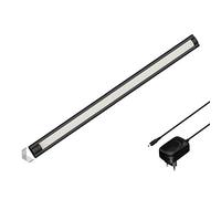 ledscom.de Apparecchio sottopensile a LED SIRIS nero opaco con alimentazione, montaggio ad angolo, piatto, 50cm, 531lm, bianco caldo