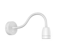 ledscom.de Applique POZ, collo d'oca, interruttore, porcellana, acciaio, bianco lucido, rotondo, 1x E27 max. 300W