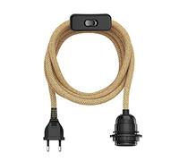 Cavo in canapa / cavo tessile LEKA interruttore a spina beige 4,5 m attacco
