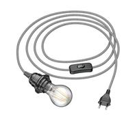 ledscom.de Cavo LEKA con spina, interruttore, 3 m, nero/bianco, incl. lampada E27 i efficienza energetica A (bianco caldo, 4W, 848lm)