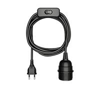 ledscom.de Cavo LEKA, spina, interruttore, nero, 3 m, attacco lampada, 1x E27 max. 60W