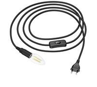 ledscom.de Cavo tessile LEHA con spina e interruttore nero 3 m incl. lampada LED E14 3,567W 452lm, bianco caldo
