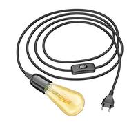 ledscom.de Cavo tessile LEHA, spina, interruttore, presa E27, nero, 3 m, incl. lampada E27 vintage retro oro, bianco extra caldo 489lm