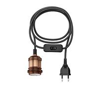 ledscom.de Cavo tessile RETRA, spina, interruttore, bronzo opaco, 3 m, portalampada, 1x E27 max. 60 W