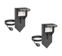 ledscom.de Colonna a 2 prese POXO con picchetto a terra e cavo da 2 m per esterni, IP65, a 2 vie, antracite/nero, angolare, 40 cm