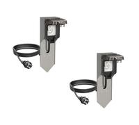 ledscom.de Colonna a 2 prese POXO con picchetto a terra e cavo da 2 m per esterni, IP65, singola, acciaio inox/nero, angolare, 40 cm