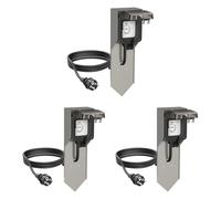 ledscom.de Colonna a 3 prese POXO con picchetto a terra e cavo da 2 m per esterni, IP65, singola, acciaio inox/nero, angolare, 40 cm