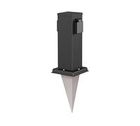 ledscom.de Colonna di presa da giardino Polly con picchetto a terra per esterni, IP44, a 2 ingressi, in acciaio inox, angolare, nero, 27cm