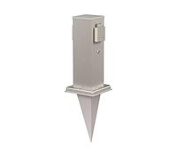 ledscom.de Colonna di presa da giardino Polly con sensore crepuscolare e picchetto a terra per esterni, a 2 ingressi, in acciaio inox, quadrata, 27cm