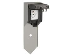 ledscom.de Colonna di presa da giardino POXO con picchetto a terra per esterni, IP65, singola, acciaio inox, acciaio inox/nero, angolare, 40 cm