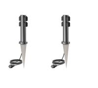 ledscom.de Colonnina con 2 prese da giardino PORU con picchetto e cavo da 2 m per esterni, a 4 prese, acciaio inossidabile, antracite, rotonda, 38 cm