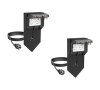 2 colonnine elettriche da giardino POXO per esterni, IP65, a 2 prese, in acciaio