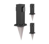 ledscom.de Colonnina con 3 prese da giardino Polly con picchetto da terra per esterni, IP44, a 2 prese, acciaio inossidabile, squadrata, nera, 27 cm