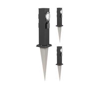 ledscom.de Colonnina con 3 prese da giardino Polly con picchetto da terra per esterni, IP44, a 3 prese con timer, acciaio inossidabile, squadrata, nera, 38 cm