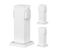 ledscom.de Colonnina con 3 prese da giardino POLLY per esterni, IP44, a 2 prese, acciaio inossidabile, bianca, squadrata, 27 cm