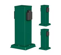 ledscom.de Colonnina con 3 prese da giardino POLLY per esterni, IP44, a 2 prese, acciaio inossidabile, verde, squadrata, 27 cm