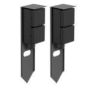 ledscom.de Colonnina con prese da giardino PIWI (2 prese) con picchetto da terra per esterni, IP44, a 2 prese, acciaio inossidabile, antracite, squadrata, 30 cm