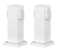 ledscom.de Colonnina con prese da giardino POLLY per esterni, 2 prese, IP44, in acciaio inossidabile, bianca, squadrata, 27 cm