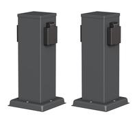 ledscom.de Colonnina con prese da giardino POLLY per esterni, 2x, IP44, doppia, acciaio inossidabile, antracite, squadrata, 27 cm