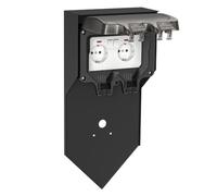 ledscom.de Colonnina con prese da giardino POXO per esterni, IP65, a 2 prese, acciaio inossidabile, nera, squadrata, 40 cm