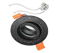 ledscom.de Cornice da incasso a soffitto per bagno ERID, impermeabile, bagno, IP44, rotonda, orientabile, nero opaco, incl. presa GU5.3