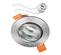 ledscom.de Cornice da incasso a soffitto per bagno ERID, impermeabile, bagno, IP44, rotonda, orientabile, alluminio opaco, incl. presa GU10