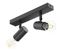 ledscom.de E27 vintage plafoniera FARE, retrò, nero, girevole, 2 lampade + LED, ogni 963lm dimmerabile senza dimmer, bianco caldo