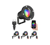 ledscom.de Faretto da giardino a 4 LED DUK nero per esterni, alluminio, IP65, incl. lampada LED Smart Home RGBW GU10, 5,41W, 473lm
