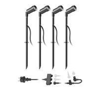 ledscom.de Faretto da giardino a LED Spico nero con picchetto a terra per esterni IP44 125lm ciascuno bianco freddo set da 4