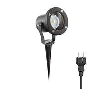ledscom.de Faretto da giardino con picchetto a terra MIBU per esterni, acciaio inox, nero, incl. lampada LED GU10 (bianco caldo, 5,4W, 510lm, 45°)