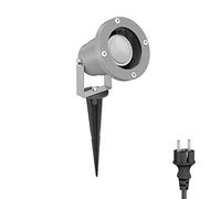 ledscom.de Faretto da giardino DUK con picchetto a terra per esterni, IP65, spina, grigio, in U10 LED 630lm bianco