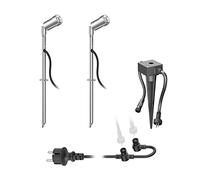 ledscom.de Faretto da giardino LED Spico con picchetto a terra e sensore crepuscolare per esterni IP44 105lm ciascuno bianco caldo set di 2