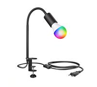 ledscom.de Lampada a morsetto E27 LELE con collo d'oca, nero incl. lampada E27 Smart Home RGBW LED