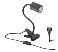 ledscom.de Lampada a morsetto WAIKA con collo d'oca e interruttore nero opaco, incl. lampada LED GU10 (bianco caldo, 5,4W, 510lm, 50°)