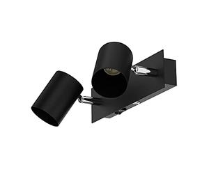 ledscom.de Lampada a parete WAIKA, 2 luci, interruttore, nero opaco, angolare, 2x GU10 max. 60W