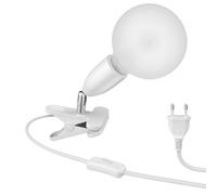 ledscom.de Lampada a pinza E27 LIK, bianca incl. lampadina E27 845lm bianco caldo