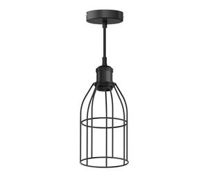 ledscom.de Lampada a sospensione vintage RETRA, nera, attacco E27, paralume a gabbia 122 mm Ø