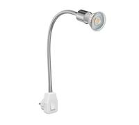 ledscom.de Lampada a zoccolo LESCH a collo d'oca, cromo/bianco, incl. GU10 LED (bianco caldo, 7,6W, 1103lm, 33°)