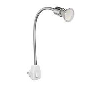 ledscom.de Lampada a zoccolo LESCH Lampada da lettura a collo d'oca, interruttore, cromo in U10 Lampada LED PAR2,339W 227lm 110° bianco caldo