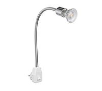 ledscom.de Lampada a zoccolo LESCH Lampada da lettura a collo d'oca, interruttore, cromo in U10 Lampada LED 510lm 45° bianco caldo