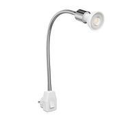 ledscom.de Lampada a zoccolo LESCH Lampada da lettura a collo d'oca, interruttore, cromo incl. lampada riflettore GU10 LED 5,473W 468lm 30° bianco caldo